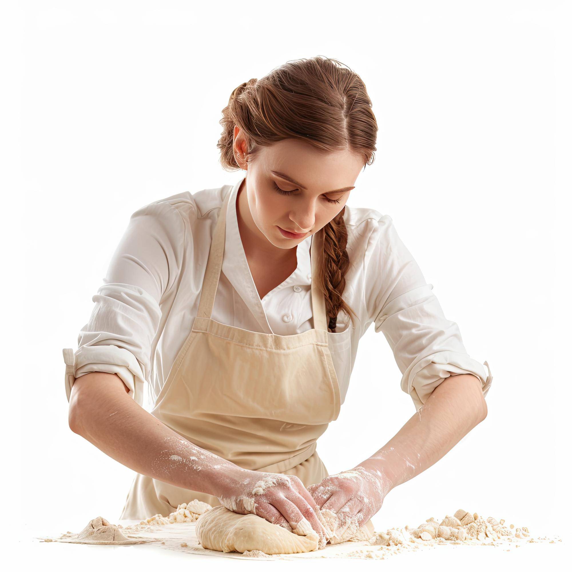 Student kneading dough in class
